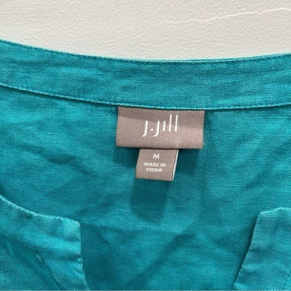 J. Jill Split Neck Linen Tunic Top Light Blue Medium Lagenlook - Picture 3 of 10
